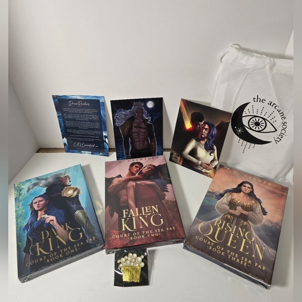 C.N. Crawford Court of Sea Fae Set Signed Book 1 Sealed + Art Print & Pin